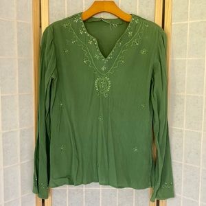 Green Long Sleeve Tunic Top